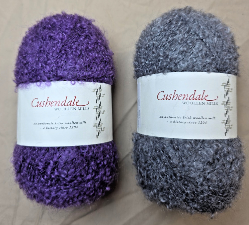 Cushendale Mohair Wool Yarn Lot 2 Skeins Ireland Grape Storm Knitting Crochet